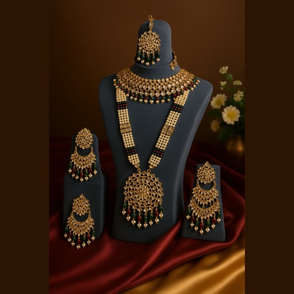 Exclusive Pearl Jadau Mehrani Bridal Jewellery Set – Full Gold-Plated Bridal Collection Zhome Special