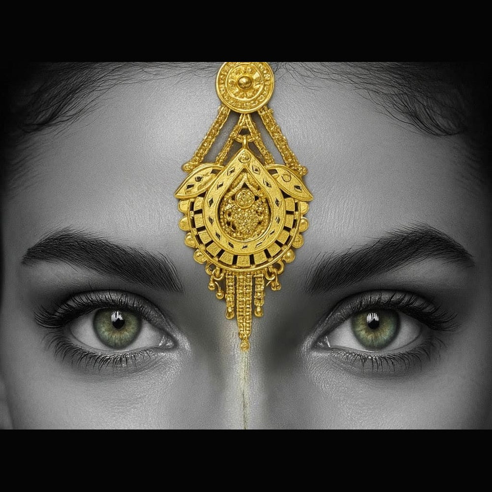 Zhome Onegram Gold-Plated Mangtika for bridal and festive wear – real gold look lightweight design
