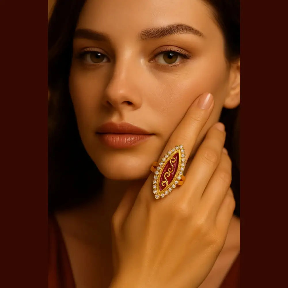 Free Size Rani Ring – Gold-Plated & Handmade