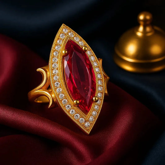 💍 Real Rani Ruby AD Finger Ring – Onegram Gold Handmade Adjustable Ring