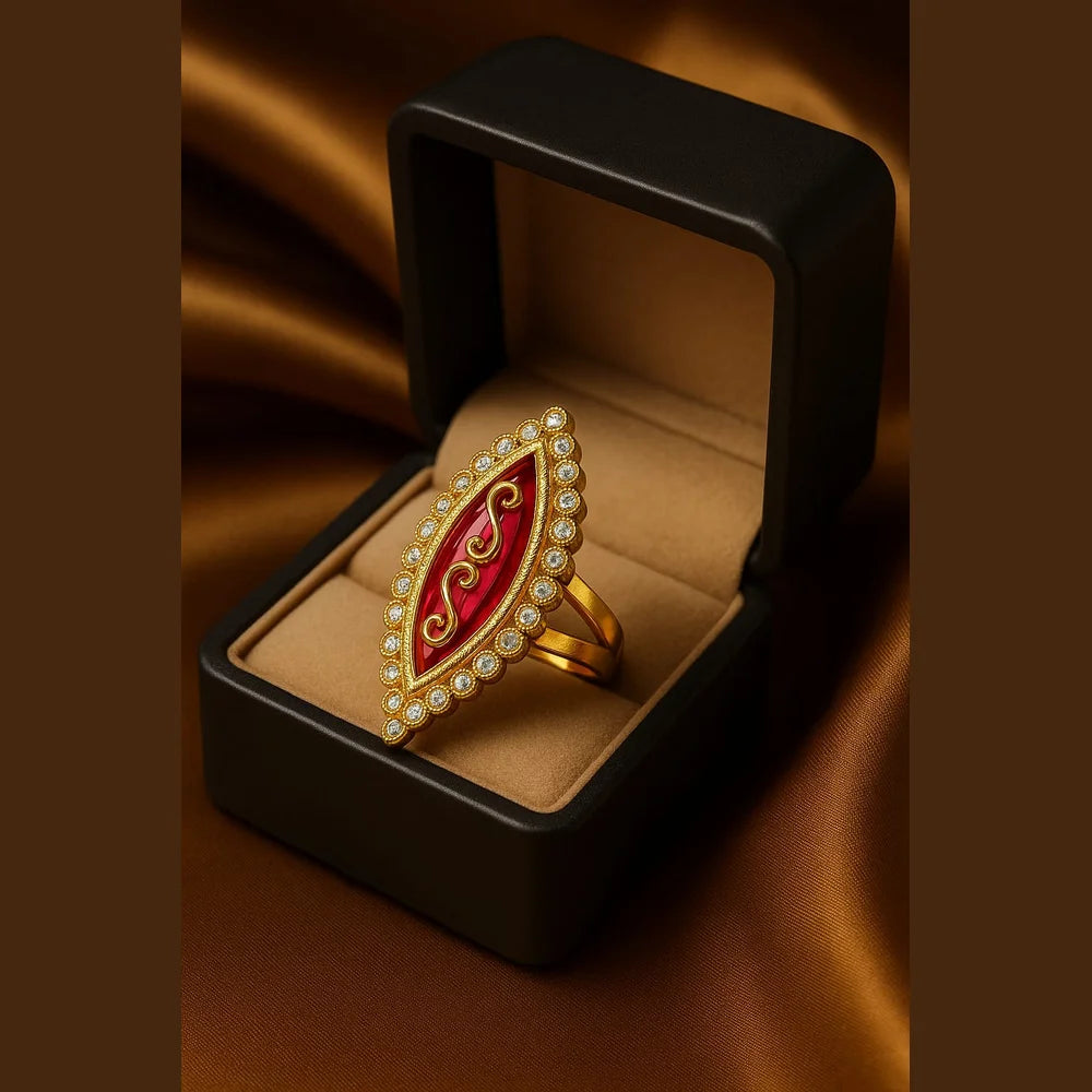 💍 Real Rani Ruby AD Finger Ring – Onegram Gold Handmade Adjustable Ring