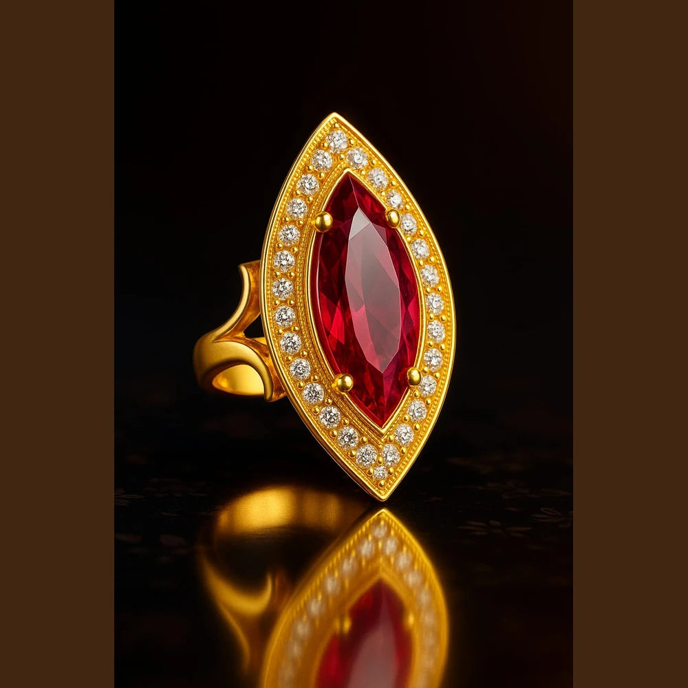 💍 Real Rani Ruby AD Finger Ring – Onegram Gold Handmade Adjustable Ring