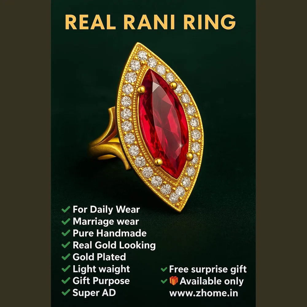 💍 Real Rani Ruby AD Finger Ring – Onegram Gold Handmade Adjustable Ring