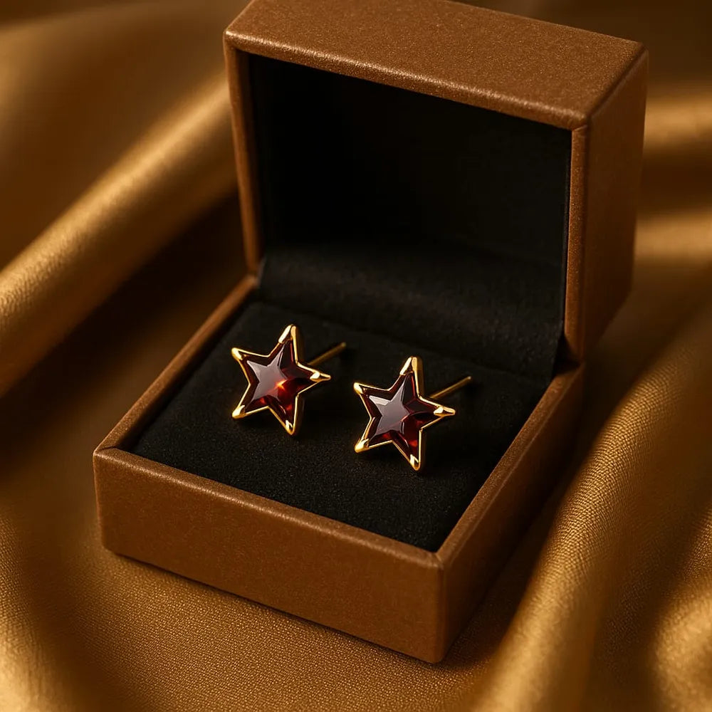 Glossy Star Shape Studs in Premium Jewellery Box – Zhome