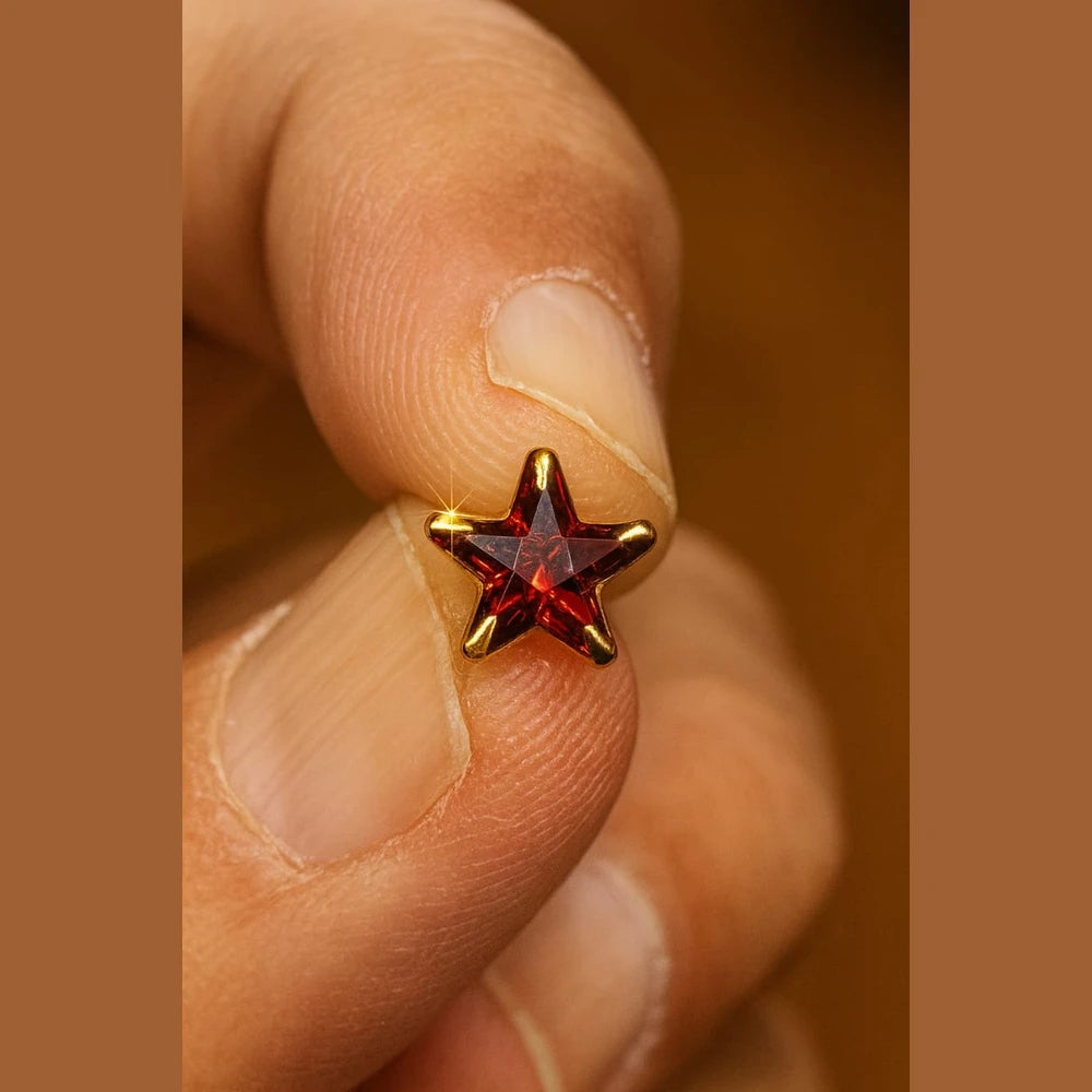 Star Shape Onegram Gold Earrings in Luxury Box – Zhome