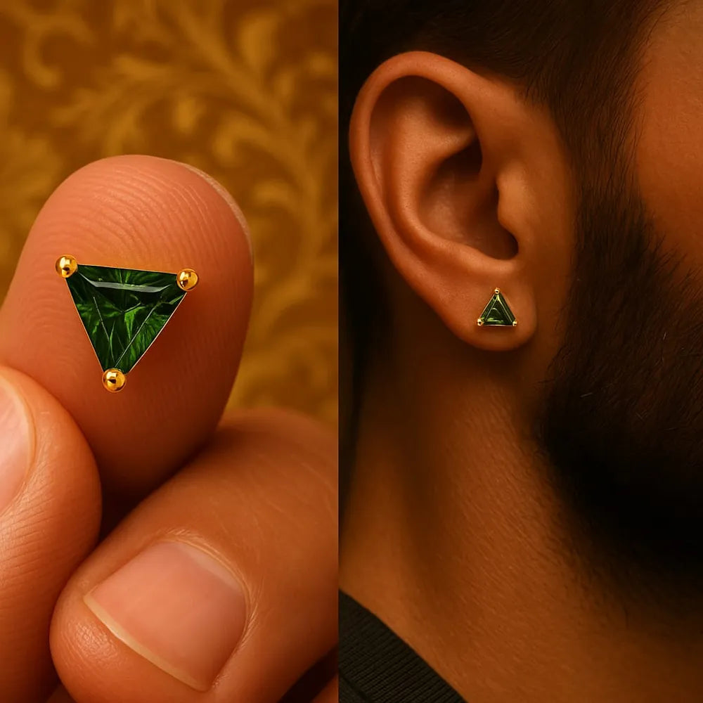 Onegram Gold Green Star Unisex Studs – RealGold Look by Zhome