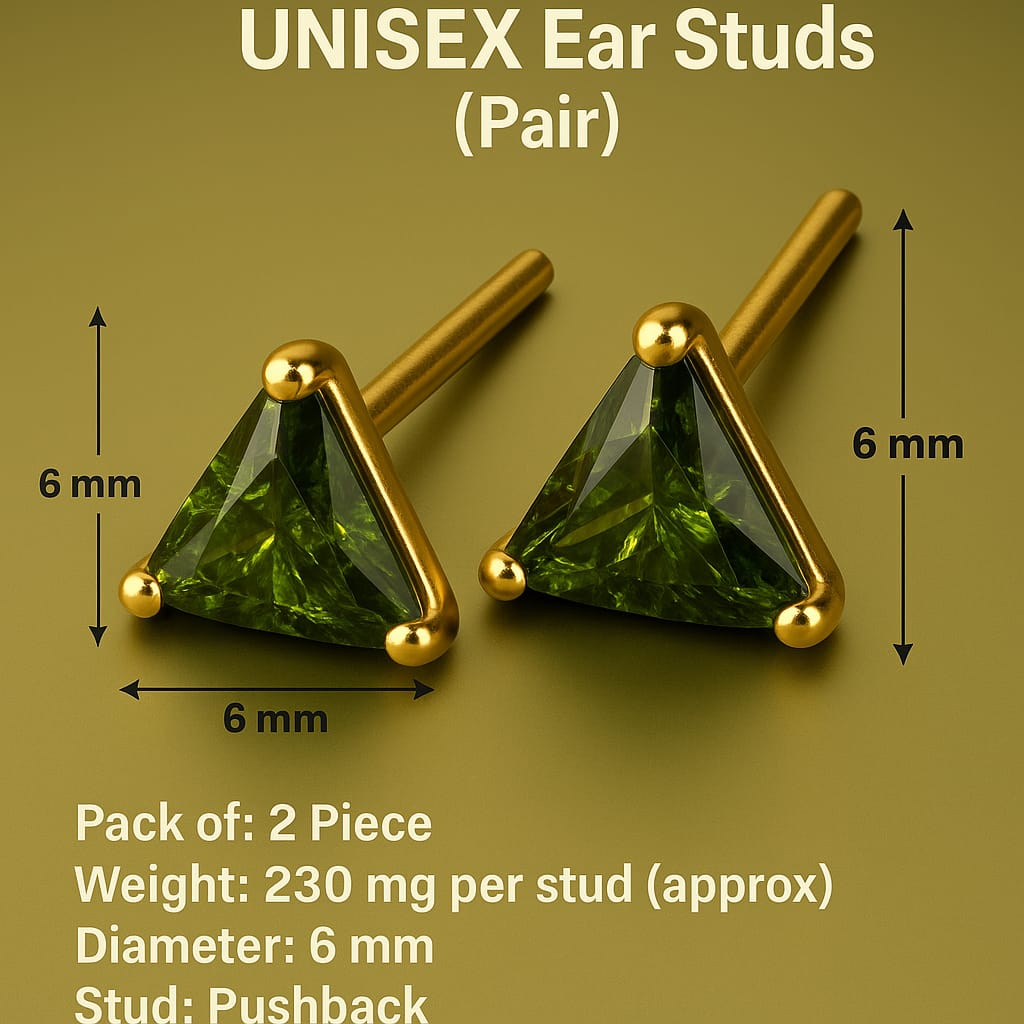 Onegram Gold Green Star Unisex Studs – RealGold Look by Zhome