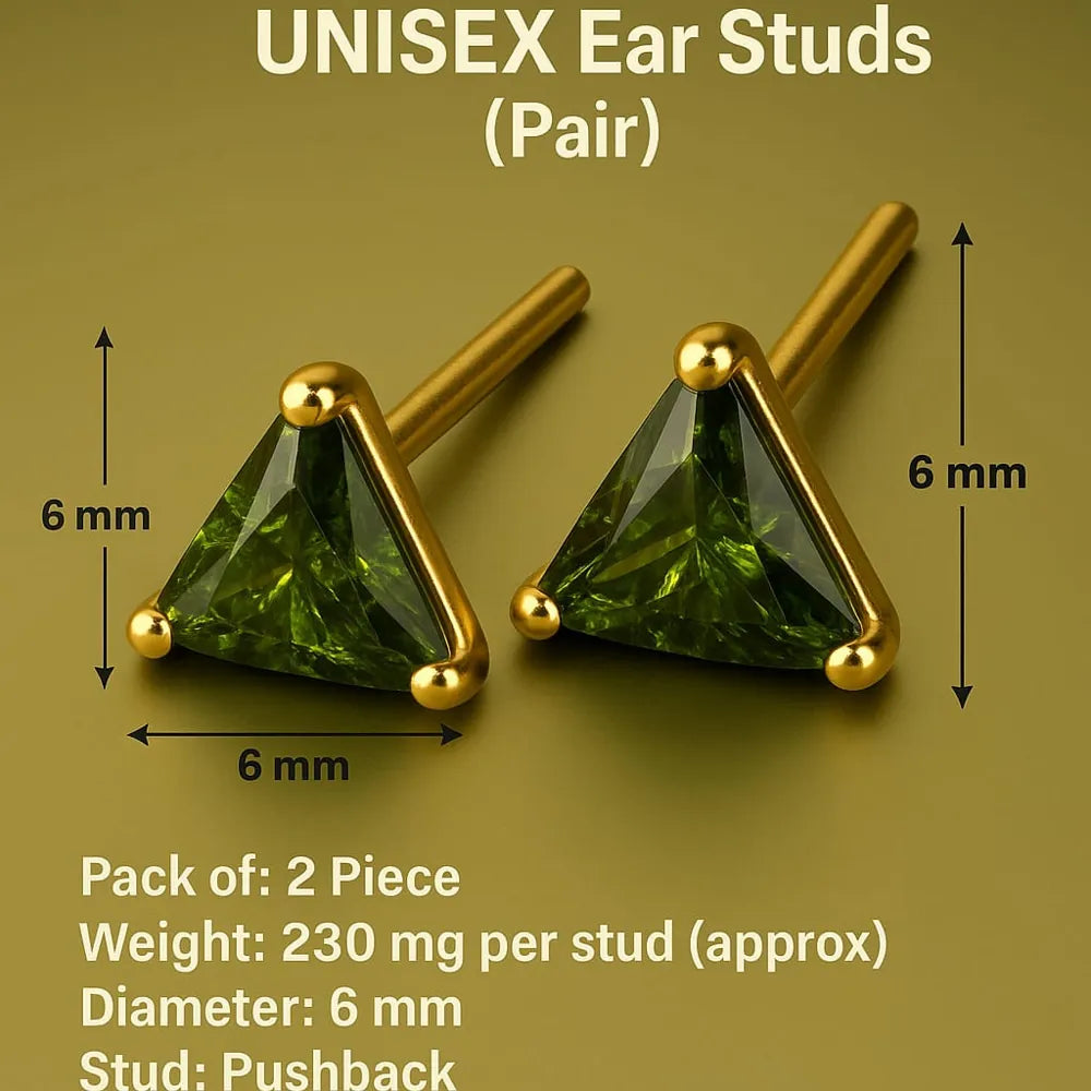 Onegram Gold Green Star Unisex Studs – RealGold Look by Zhome