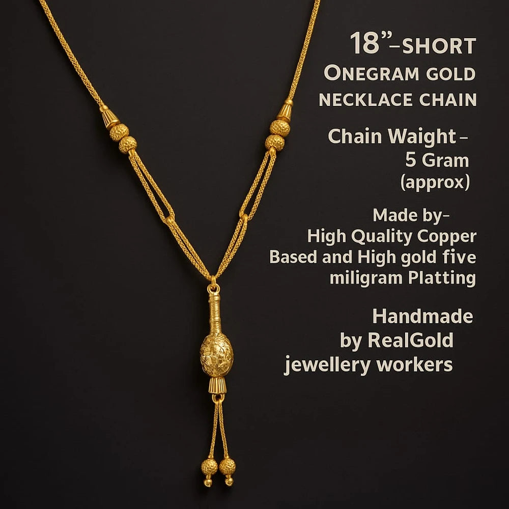 One Gram Gold-Plated Short Necklace for Women | 18 Inch Traditional Chain | ZHome Jewellery