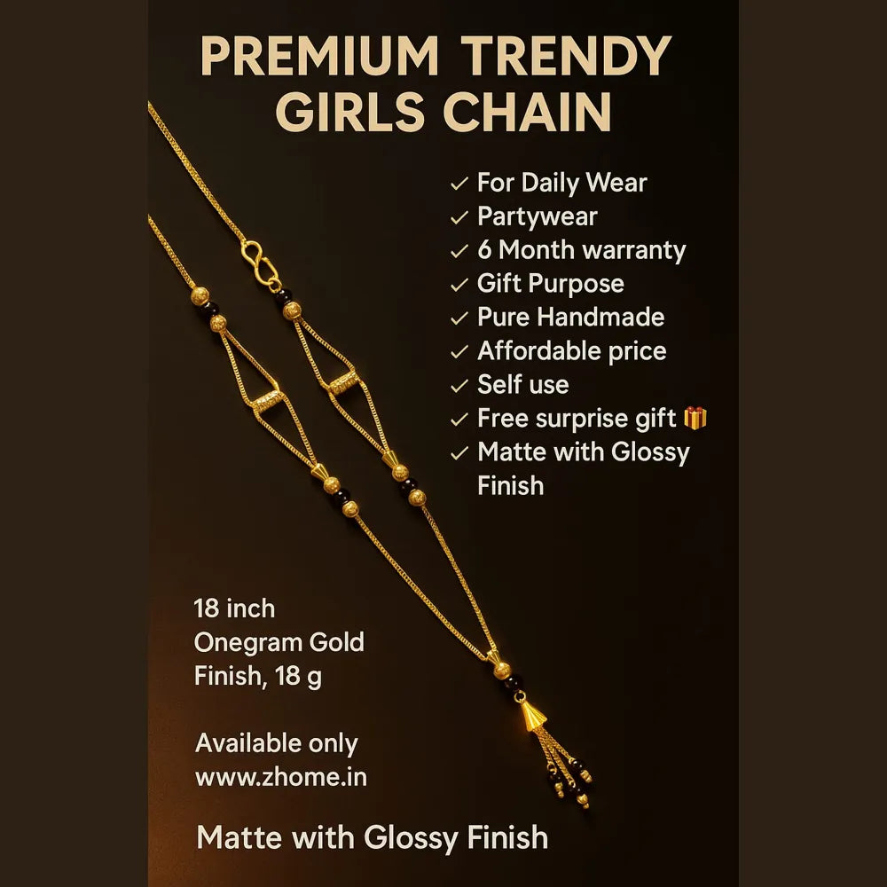 Onegram Gold Handmade Girls Kanthi Necklace Chain – 18 Inch