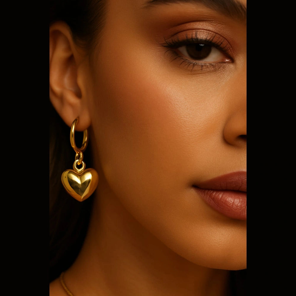 Luxury Gold Heart Pendant & Earrings Set – RealGold Look Premium Jewellery