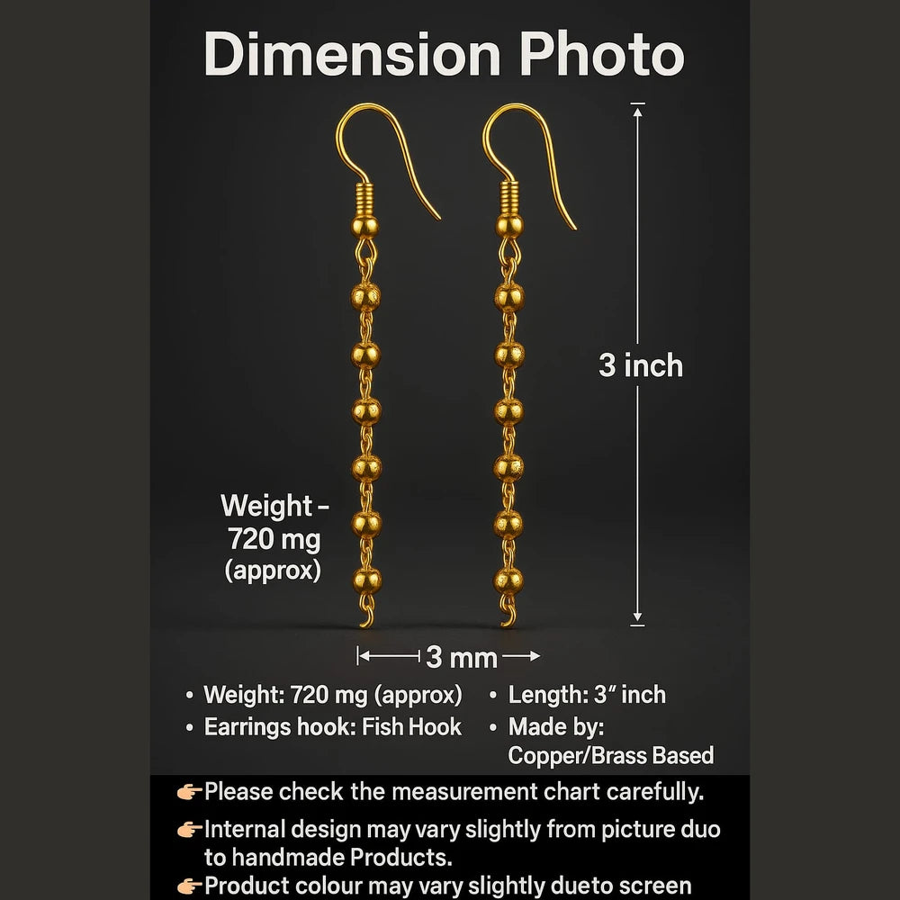 Zhome gold long jhala Sui-Dhaga earrings worn by a female model – jewellery by Sandeep Singh