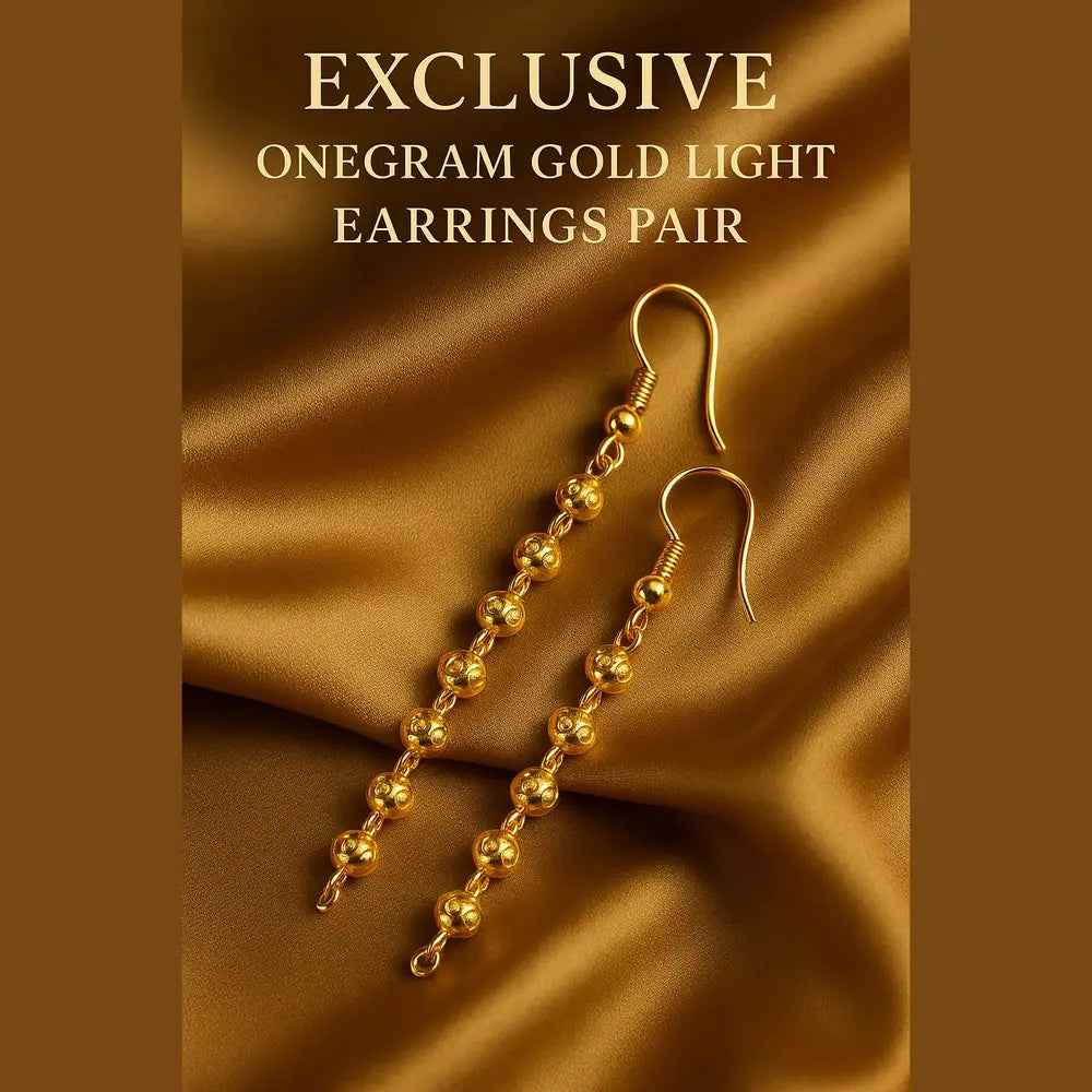 Zhome one gram gold long dangler earrings dimension photo showing length and measurements – created by Sandeep Singh