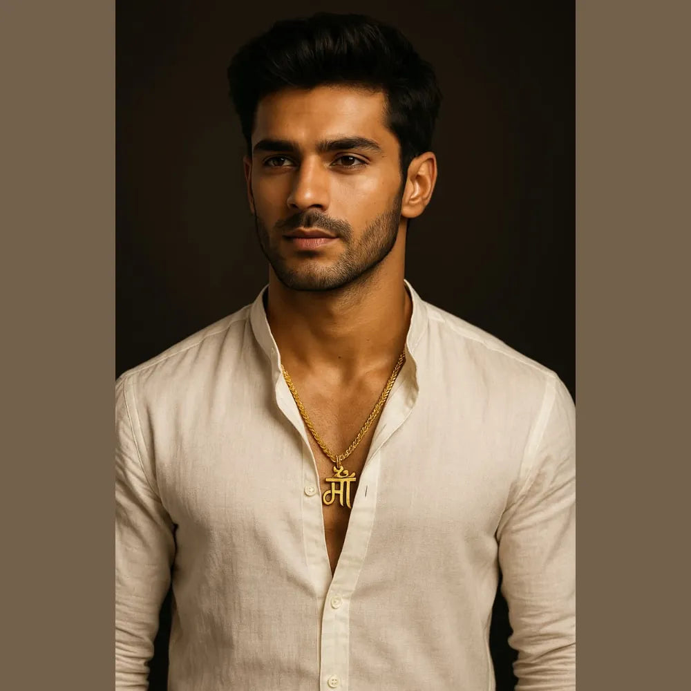 Premium “माँ” Gold-Plated Locket with Heavy Chain | Handmade | Daily Wear Jewellery