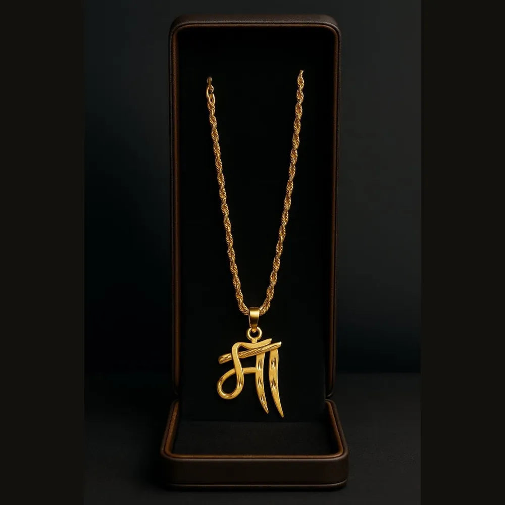 Premium “माँ” Gold-Plated Locket with Heavy Chain | Handmade | Daily Wear Jewellery