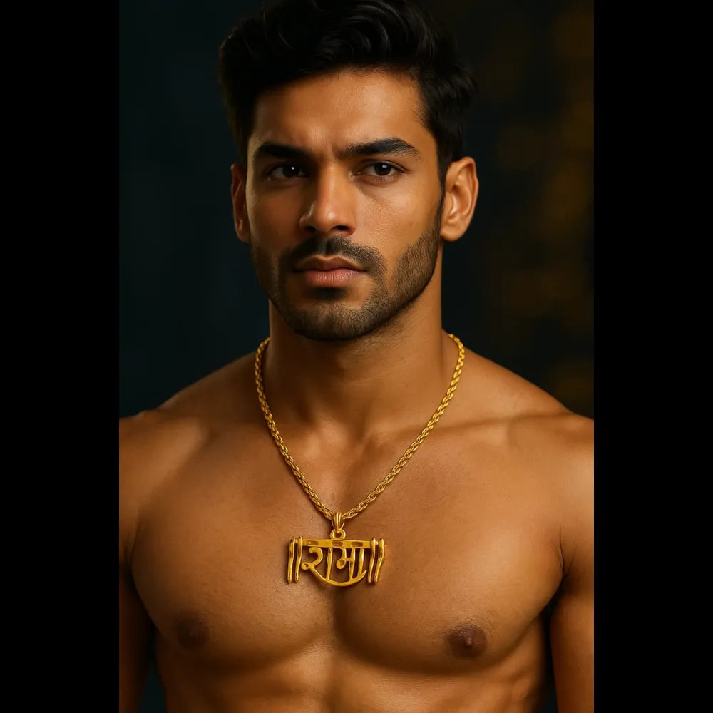 ZHome men’s devotional gold look locket – model wearing