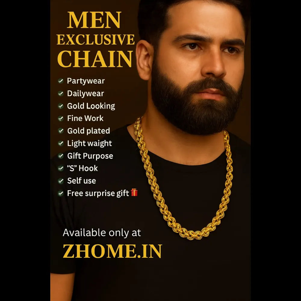 Men’s Premium Gold-Plated Rope Chain for Men | Stylish Dailywear & Partywear Necklace