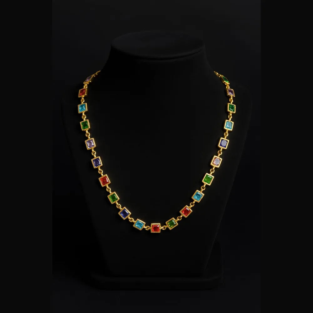 Girls Premium Multicolour Gold-Plated Chain – Lightweight, 20 Inch, Daily & Party Wear