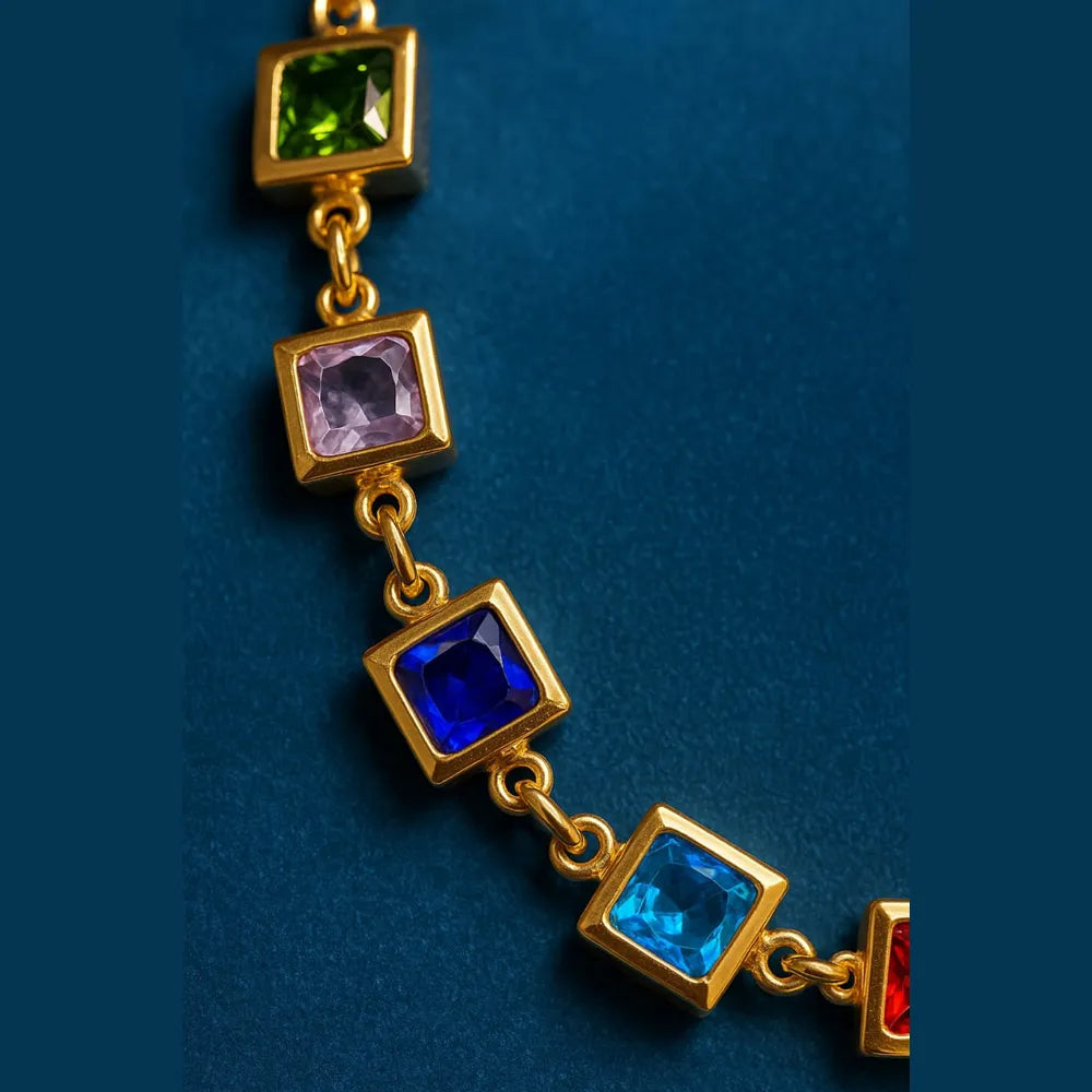 Girls Premium Multicolour Gold-Plated Chain – Lightweight, 20 Inch, Daily & Party Wear