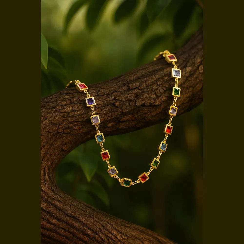 Girls Premium Multicolour Gold-Plated Chain – Lightweight, 20 Inch, Daily & Party Wear