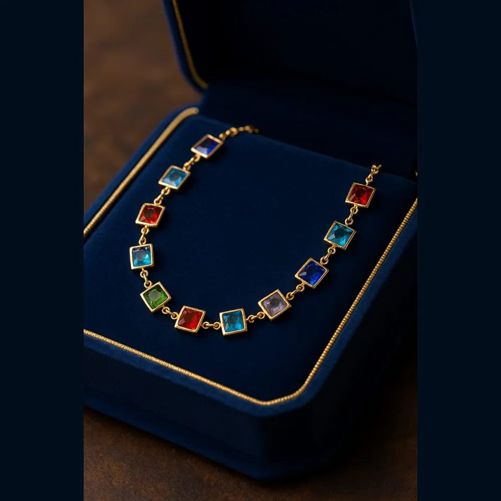 Girls Premium Multicolour Gold-Plated Chain – Lightweight, 20 Inch, Daily & Party Wear