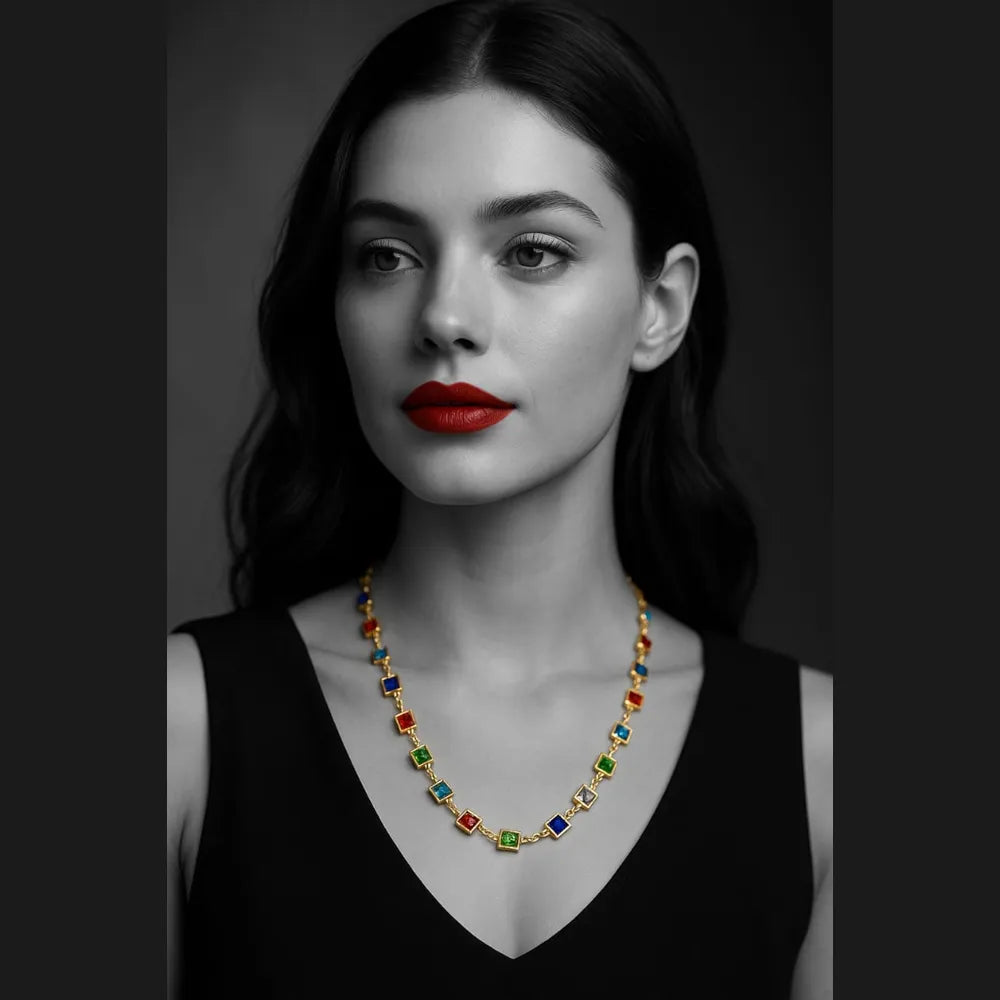 Girls Premium Multicolour Gold-Plated Chain – Lightweight, 20 Inch, Daily & Party Wear