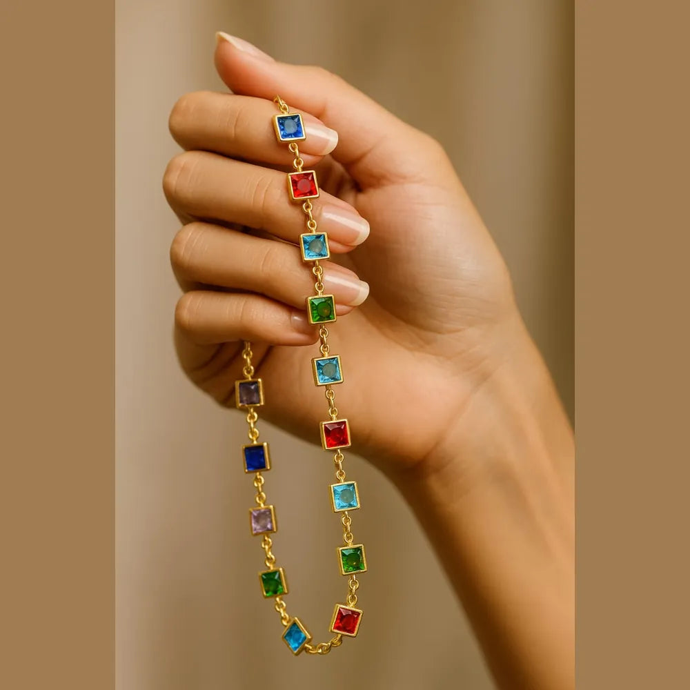 Girls Premium Multicolour Gold-Plated Chain – Lightweight, 20 Inch, Daily & Party Wear