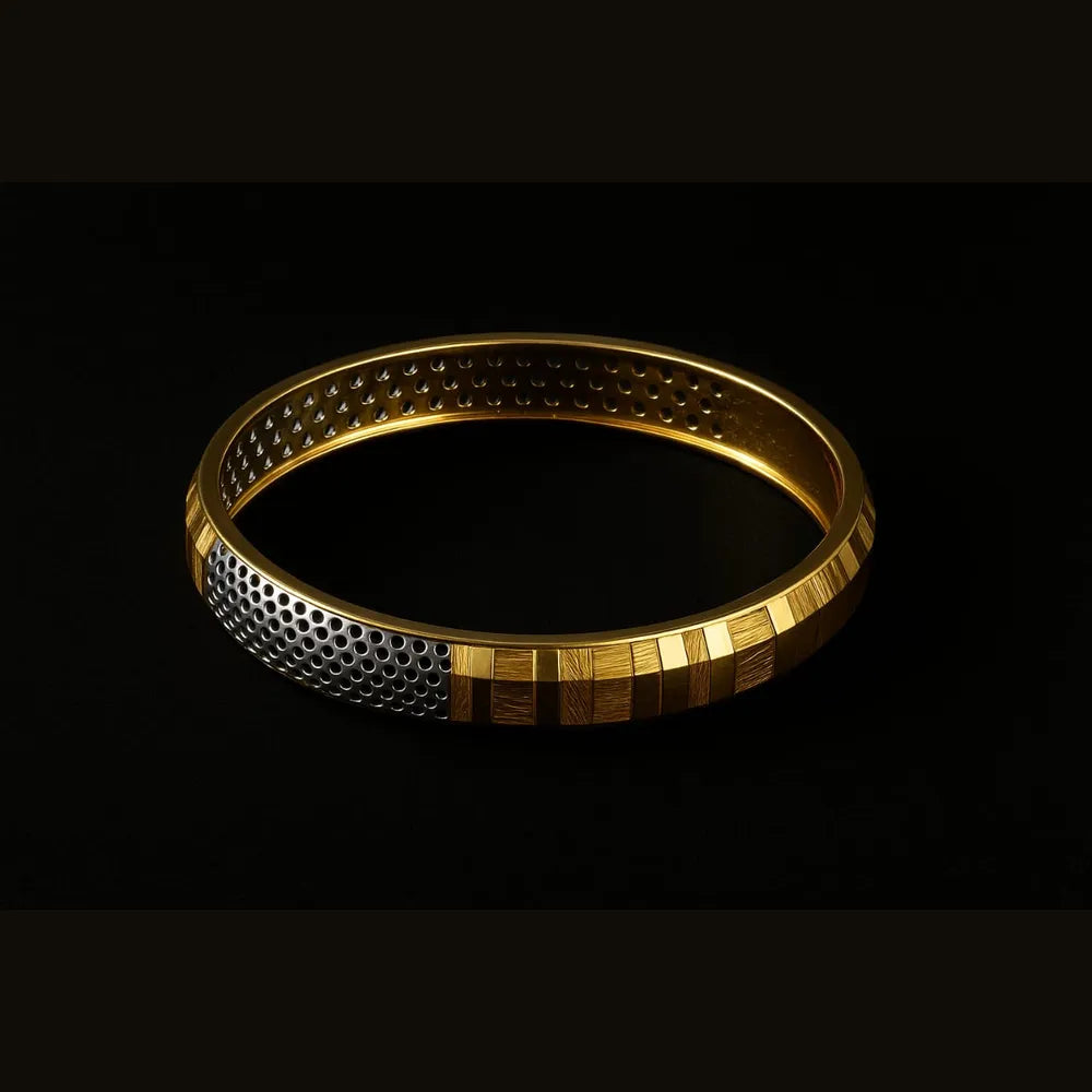 Men’s One Gram Gold Plated Kada – Premium CZ Stone, Heavy Look Lightweight Design (Free Size)