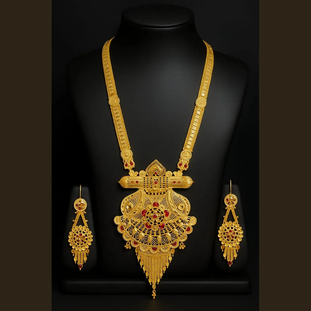 Royal Grace: Gold-Tone Long Necklace Jewelry Set