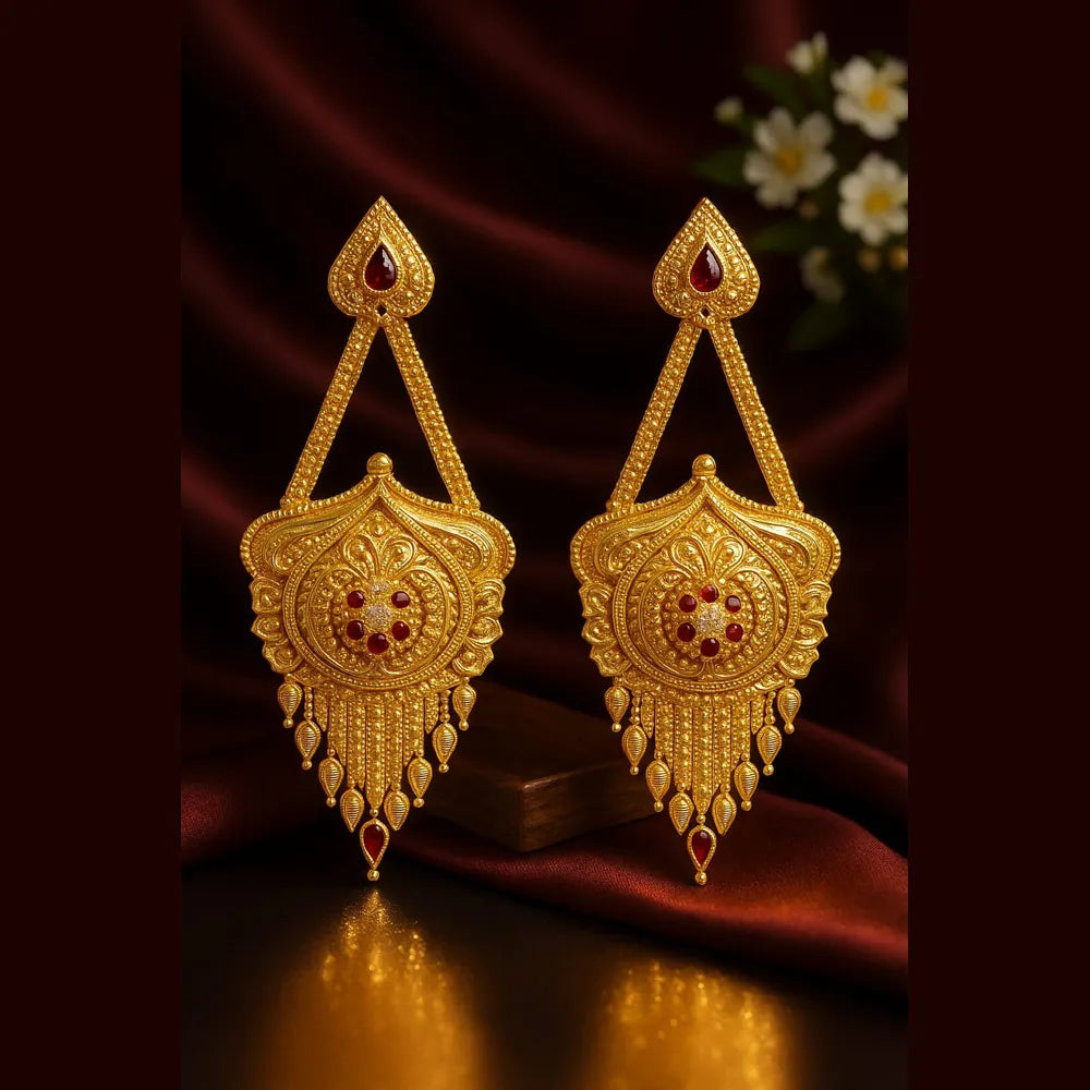 One Gram Gold Plated Crystal Chandelier Earrings – Party & Festive Wear