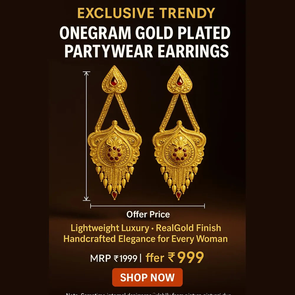 One Gram Gold Plated Crystal Chandelier Earrings – Party & Festive Wear