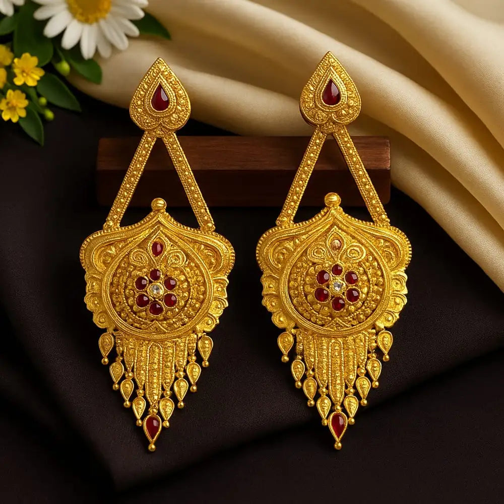 One Gram Gold Plated Crystal Chandelier Earrings – Party & Festive Wear
