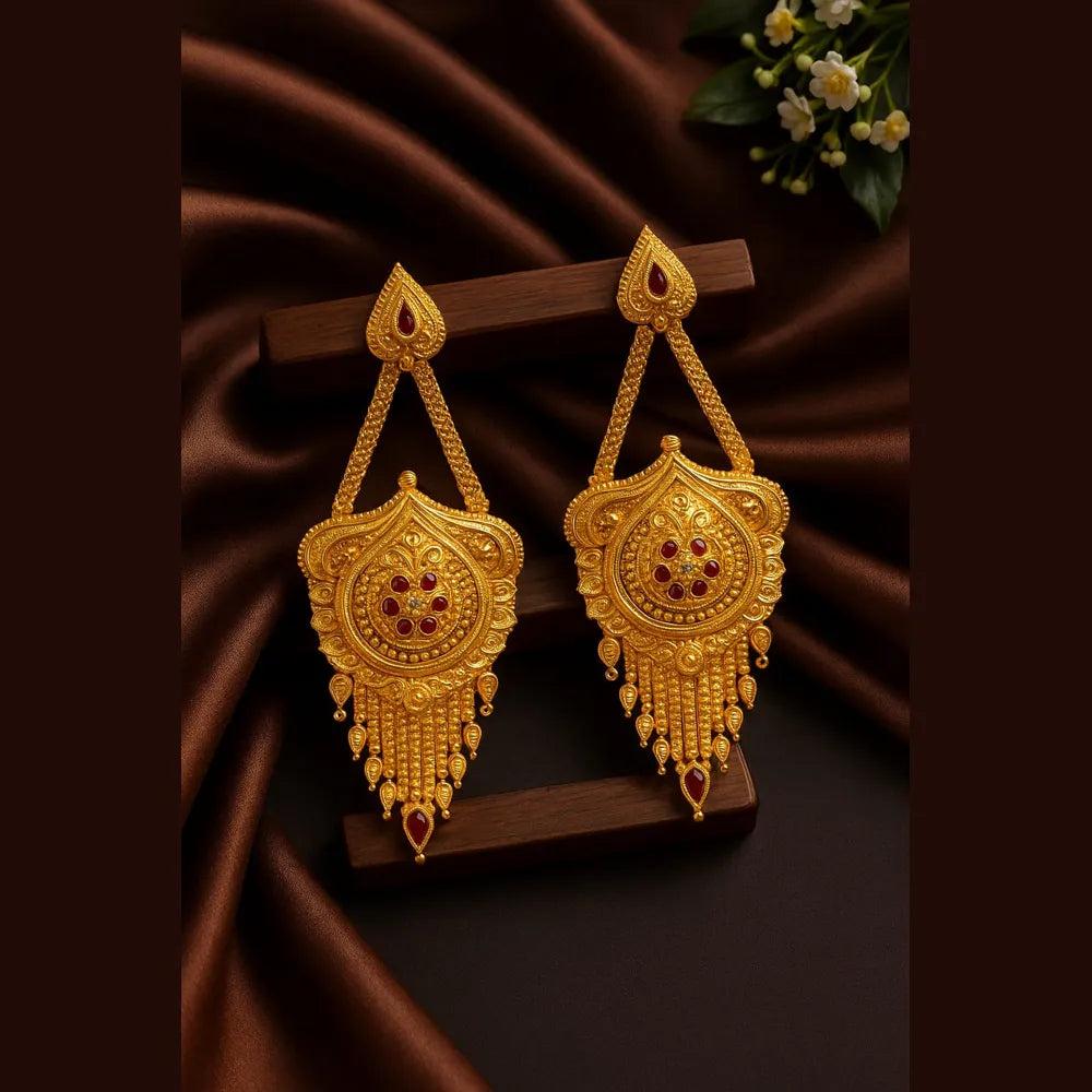 One Gram Gold Plated Crystal Chandelier Earrings – Party & Festive Wear