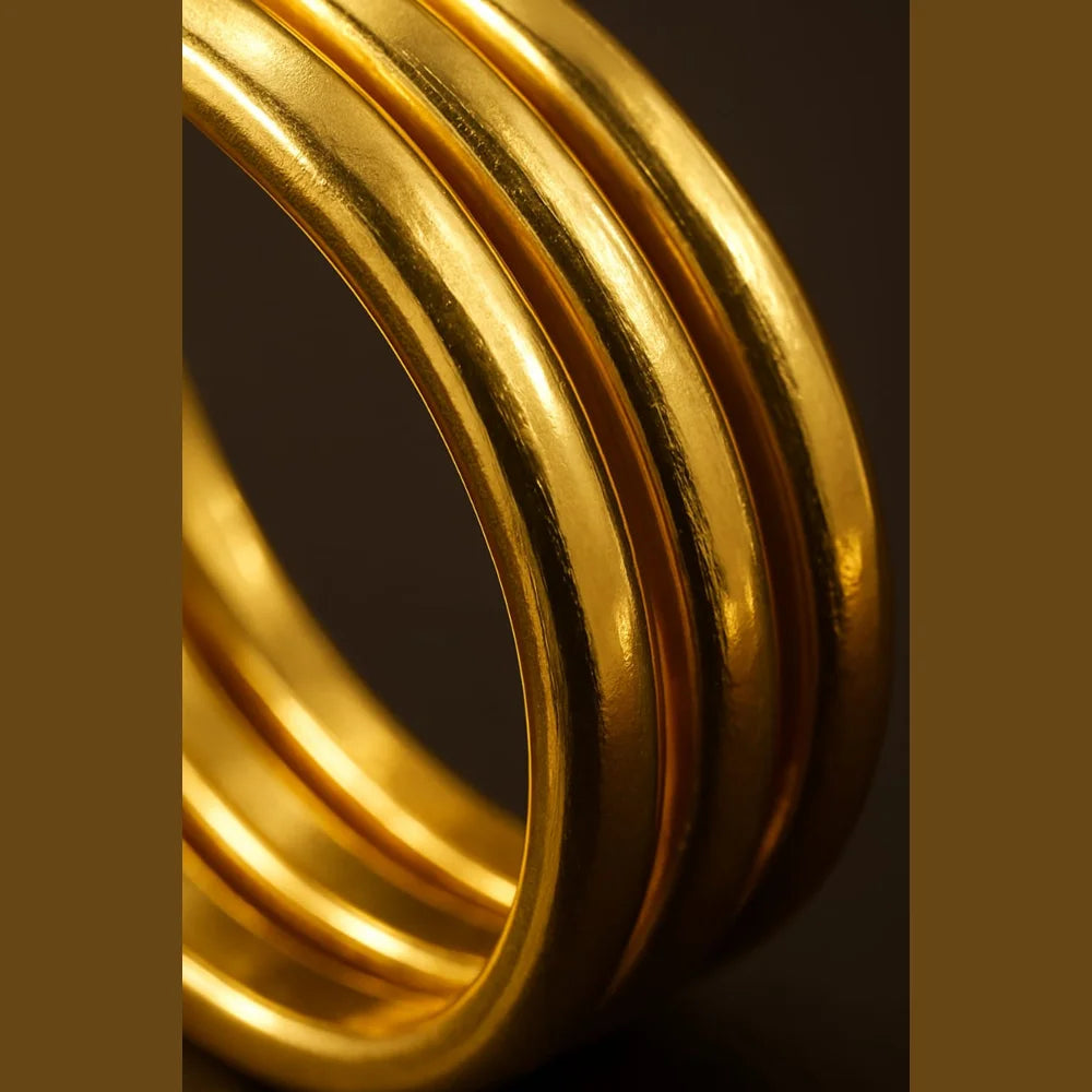 Bridal Onegram Gold Plain Hath Kangan Set (4-Piece, 4mm)