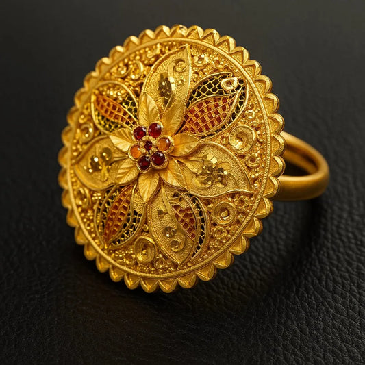 One Gram Gold Jodha Round Ring – Adjustable Free Size | Premium Handmade Jewellery