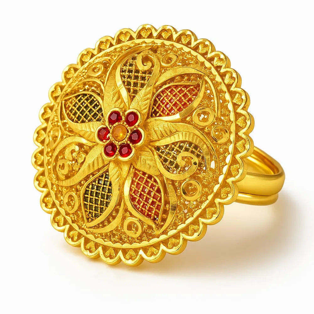 One Gram Gold Jodha Round Ring – Adjustable Free Size | Premium Handmade Jewellery