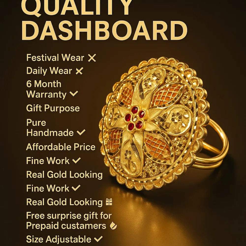 One Gram Gold Jodha Round Ring – Adjustable Free Size | Premium Handmade Jewellery