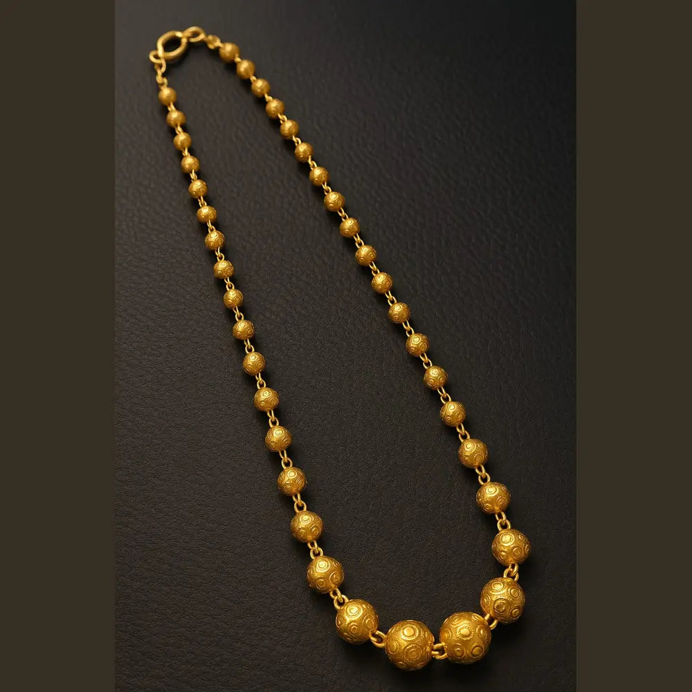 Traditional Gold Bead Ball Necklace – Premium Matte Finish Jewelry