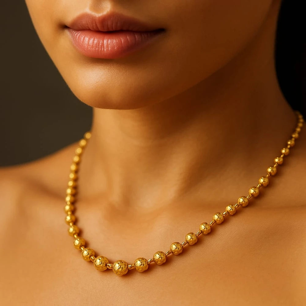 Traditional Gold Bead Ball Necklace – Premium Matte Finish Jewelry