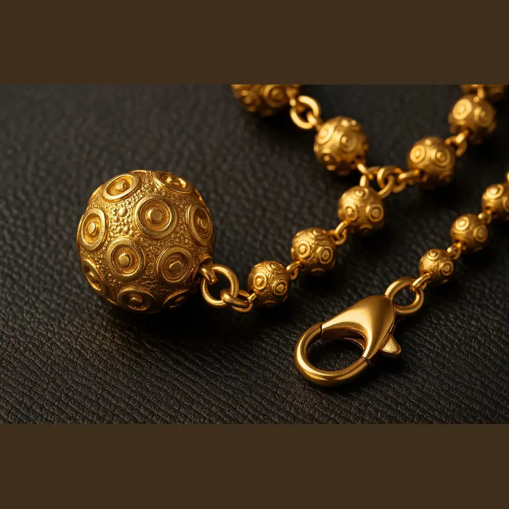 Traditional Gold Bead Ball Necklace – Premium Matte Finish Jewelry