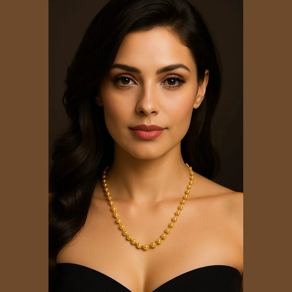 Traditional Gold Bead Ball Necklace – Premium Matte Finish Jewelry