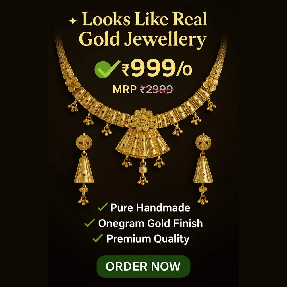Exquisite Short Necklace Jewelry Set – Real Gold Look | Perfect for Parties & Special Occasions - ZHome
