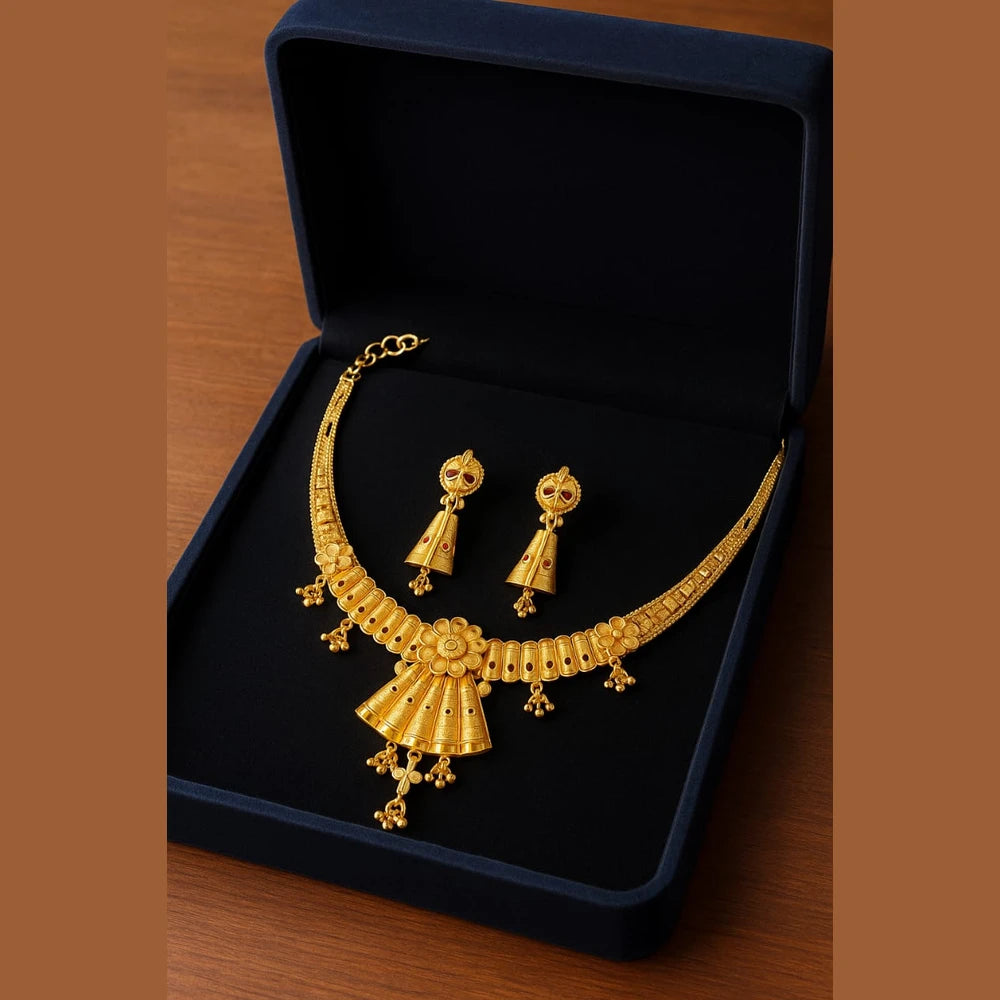 Exquisite Short Necklace Jewelry Set – Real Gold Look | Perfect for Parties & Special Occasions - ZHome