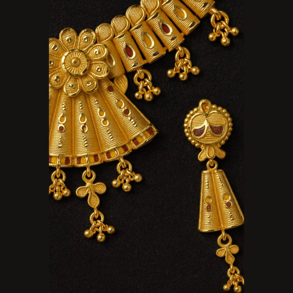 Exquisite Short Necklace Jewelry Set – Real Gold Look | Perfect for Parties & Special Occasions - ZHome