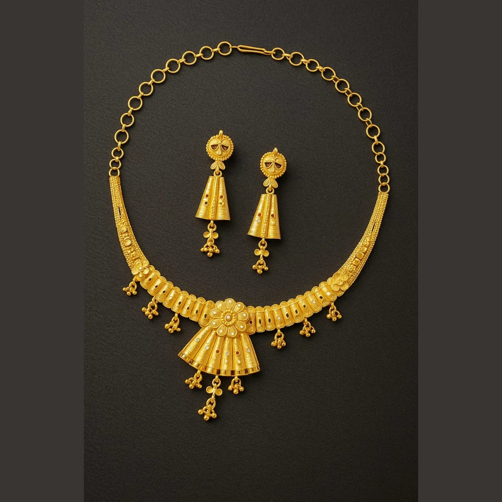 Exquisite Short Necklace Jewelry Set – Real Gold Look | Perfect for Parties & Special Occasions - ZHome