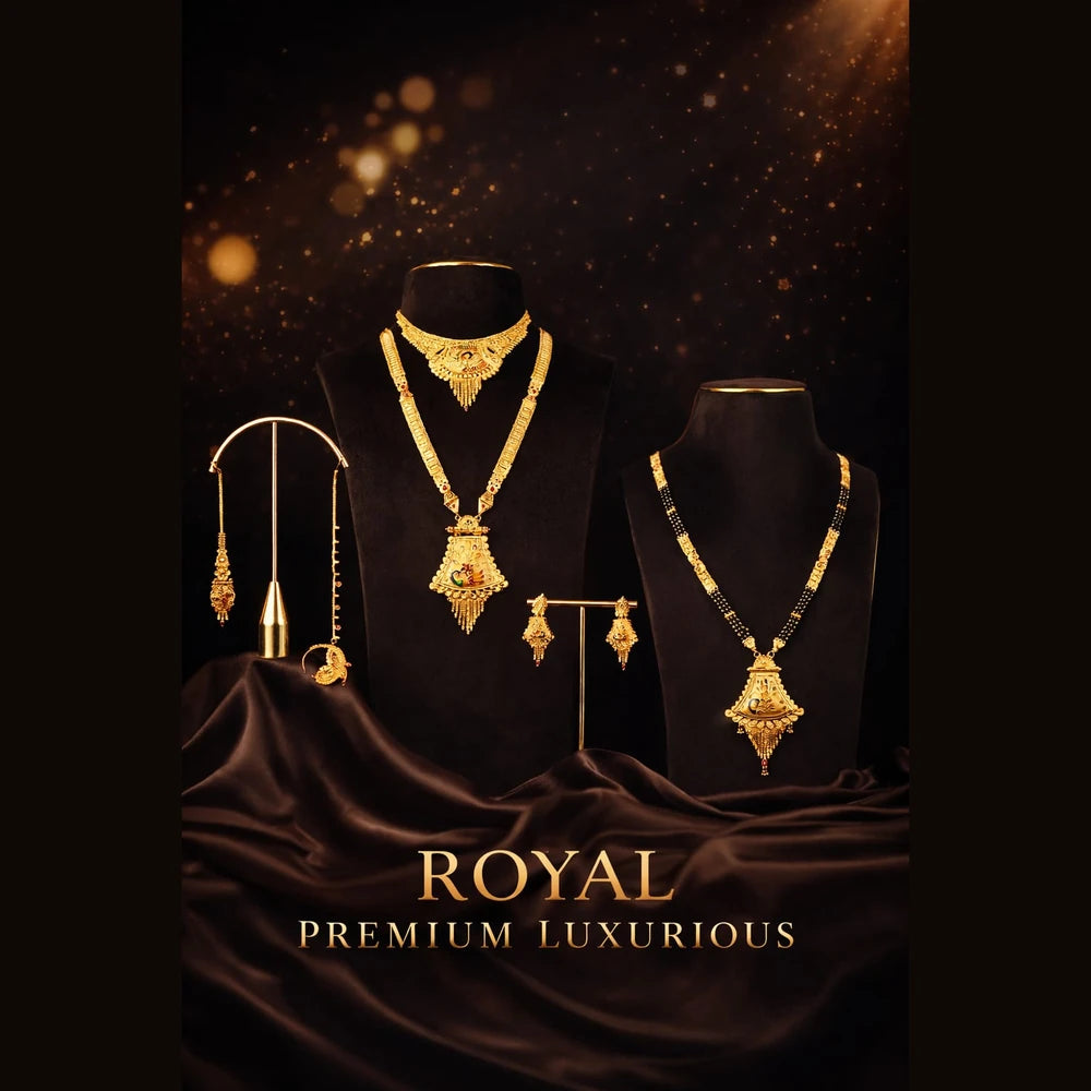 ZHome Royal Peacock Combo Work Premium Gold-Plated Jewellery Set