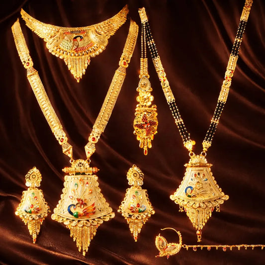 ZHome Royal Peacock Combo Work Premium Gold-Plated Jewellery Set