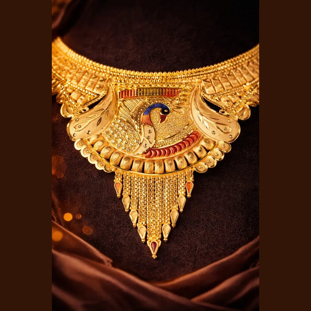 ZHome Royal Peacock Combo Work Premium Gold-Plated Jewellery Set