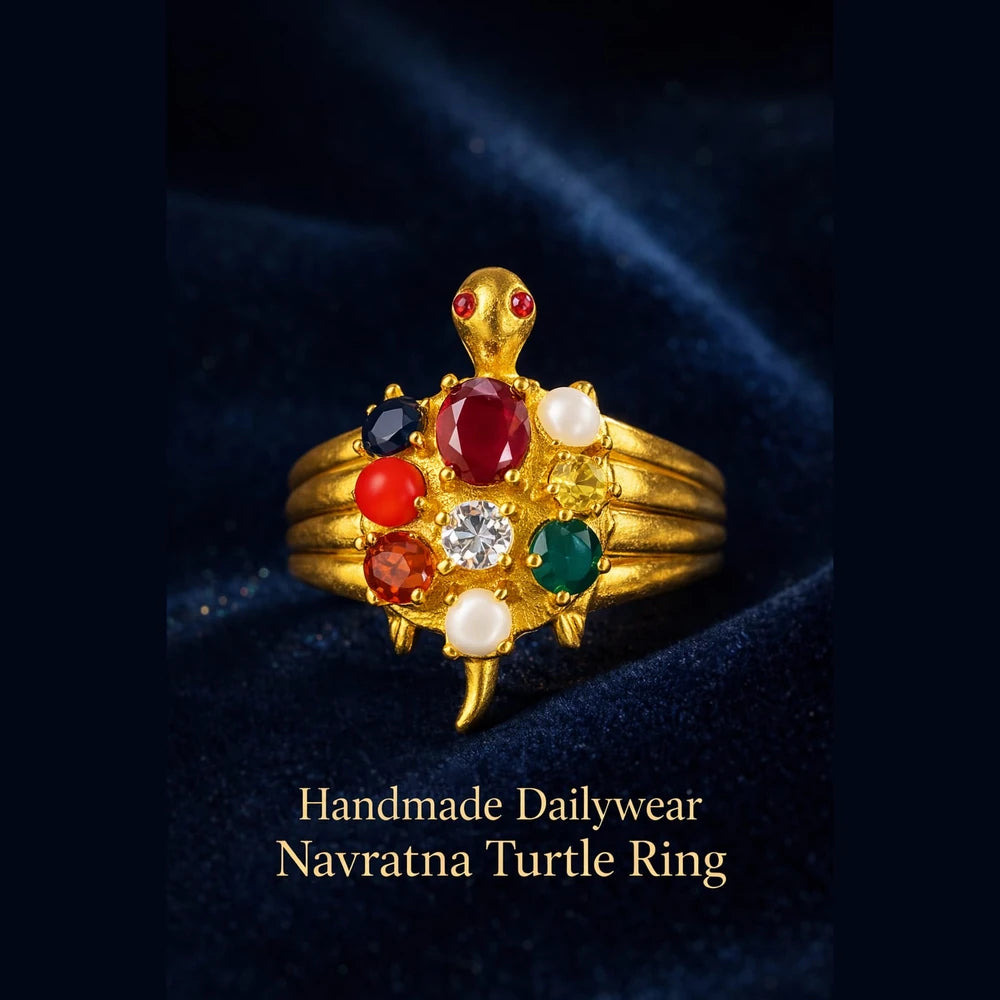 ZHome Navratna Turtle Style Gold Plated Ring for Men & Women