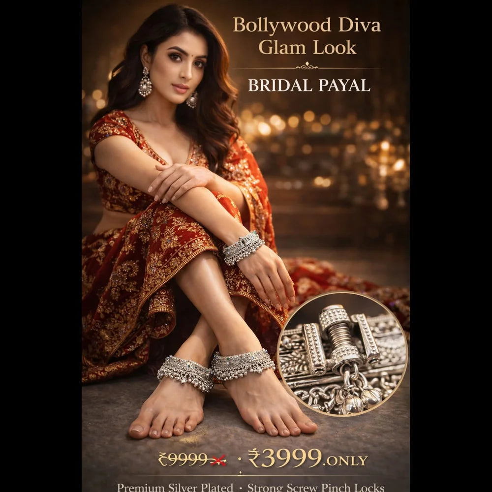 ZHome Heavy Bridal Payal (Pair) – 10ML Real Silver Plated, Premium Ghungroo Anklet for Women